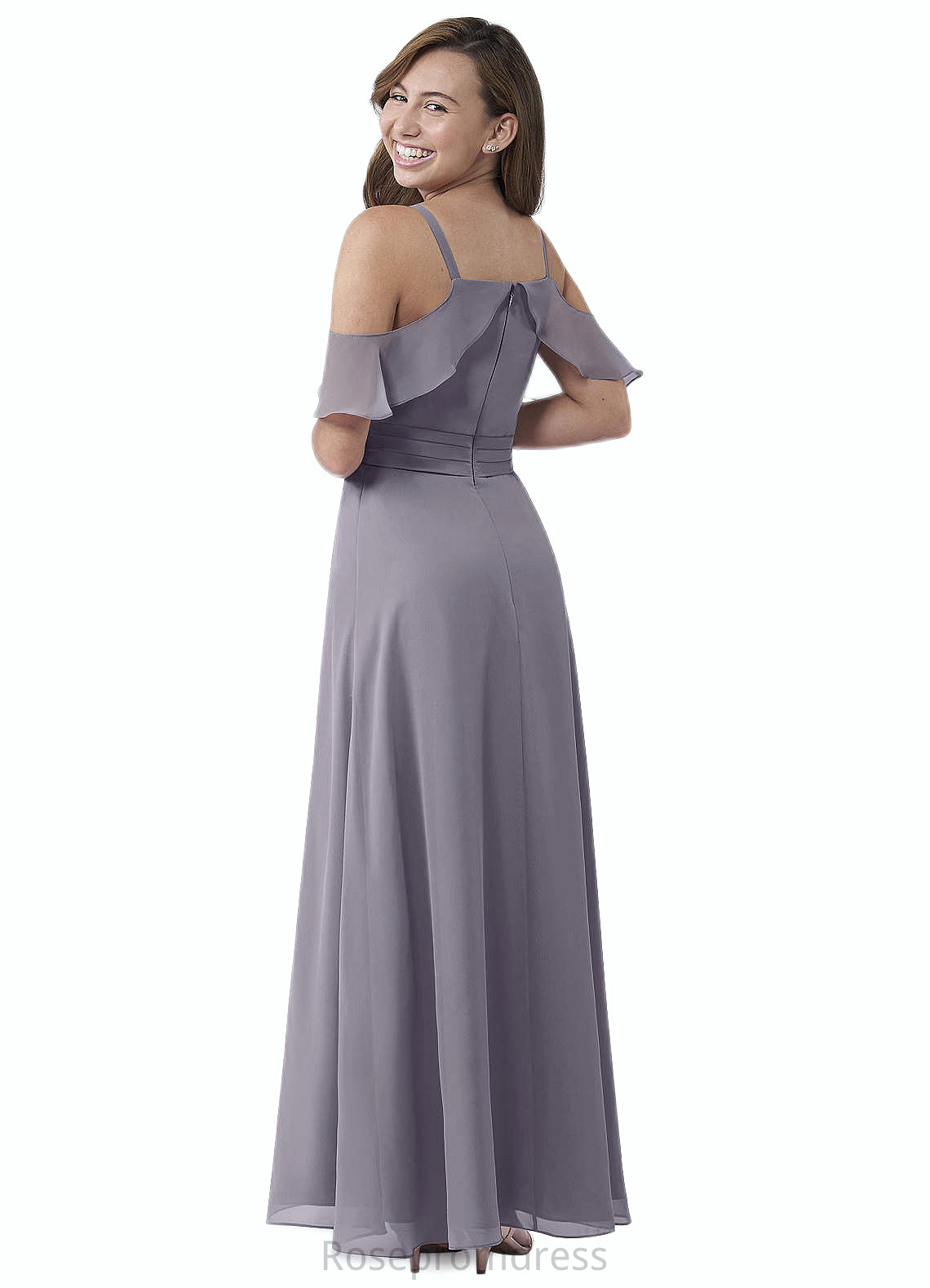 Arianna A-Line Off the Shoulder Chiffon Floor-Length Junior Bridesmaid Dress SRSP0020001