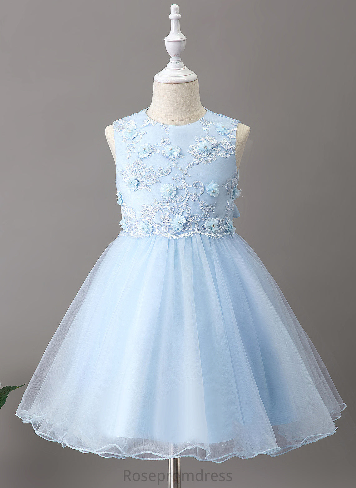 With Sleeveless Girl Flower(s) Dress Flower Girl Dresses Knee-length Scoop - Flower Fatima Tulle/Lace A-Line Neck