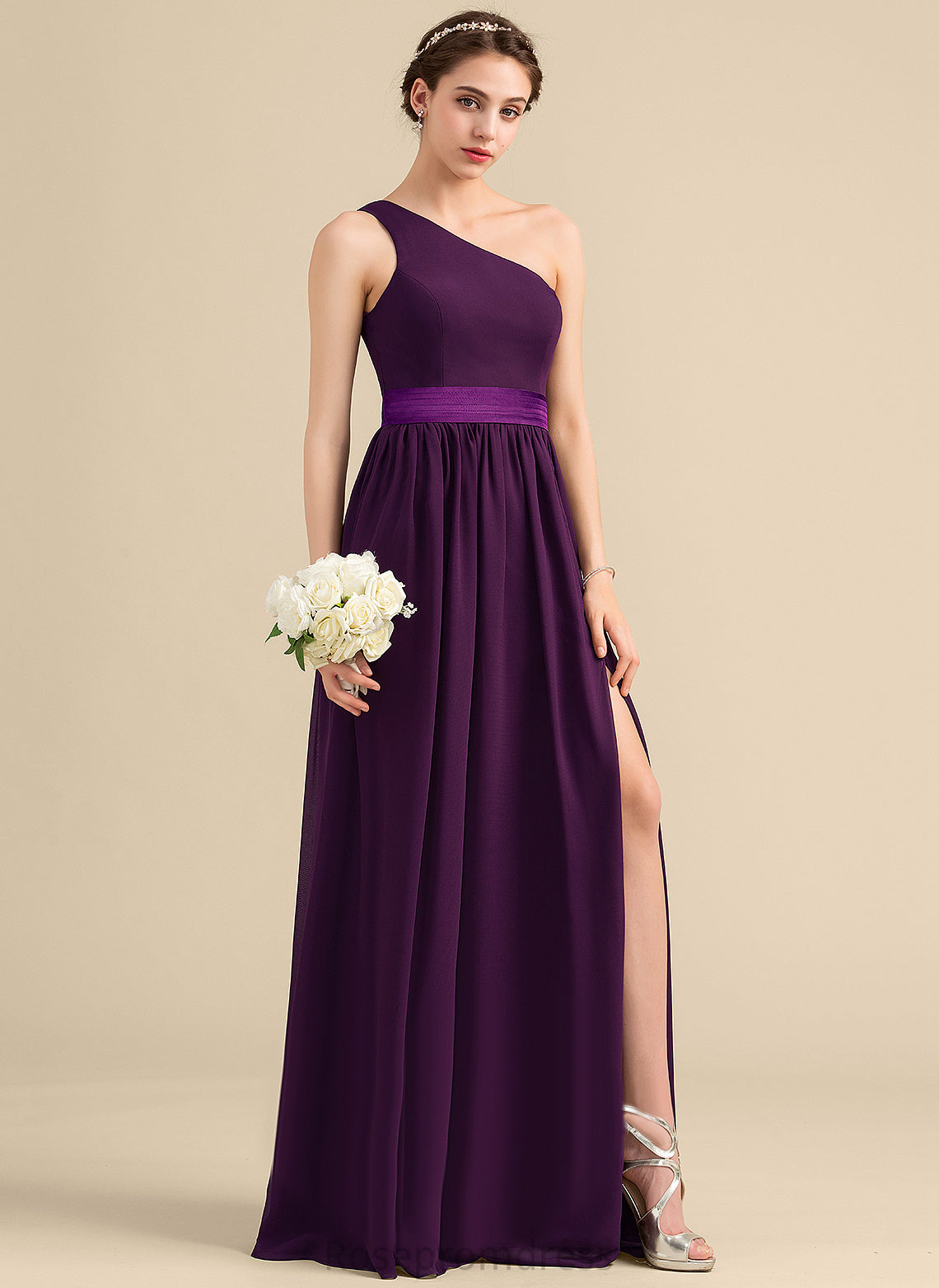 Fabric Silhouette Neckline OneShoulder A-line Charmeuse Length Floor-Length Straps&Sleeves Rosalind Sheath/Column Sleeveless Bridesmaid Dresses