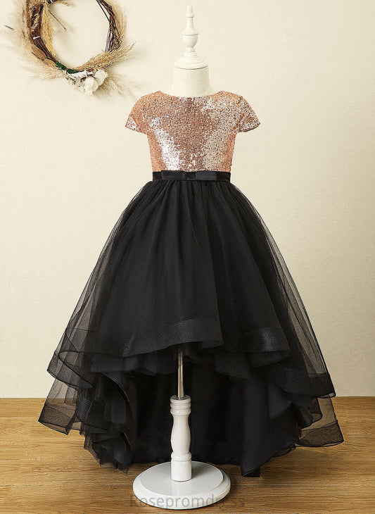 Sleeveless With Neck Asymmetrical A-Line Scoop Tulle/Sequined - Molly Bow(s) Flower Girl Dresses Girl Dress Flower