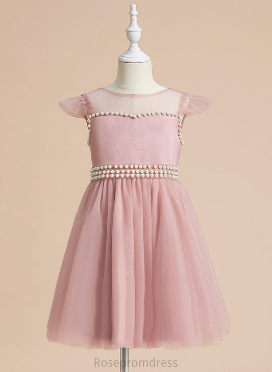 Scoop With Satin/Tulle Flower Olivia Dress Knee-length Neck - Flower Girl Dresses Beading/Bow(s) A-Line Girl Sleeveless