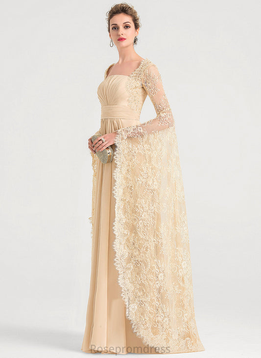 Wedding Dresses Lace Hazel Square Floor-Length Chiffon Ruffle A-Line Dress Wedding With Beading