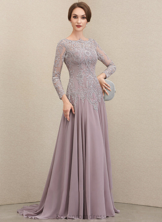 Lace Mother of the Bride Dresses Scoop Sweep Allyson Bride of Train the Mother Chiffon Dress Sequins A-Line Neck With