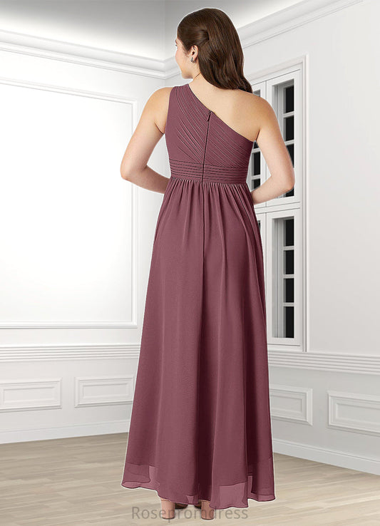 Allisson A-Line Pleated Chiffon Asymmetrical Junior Bridesmaid Dress SRSP0019990