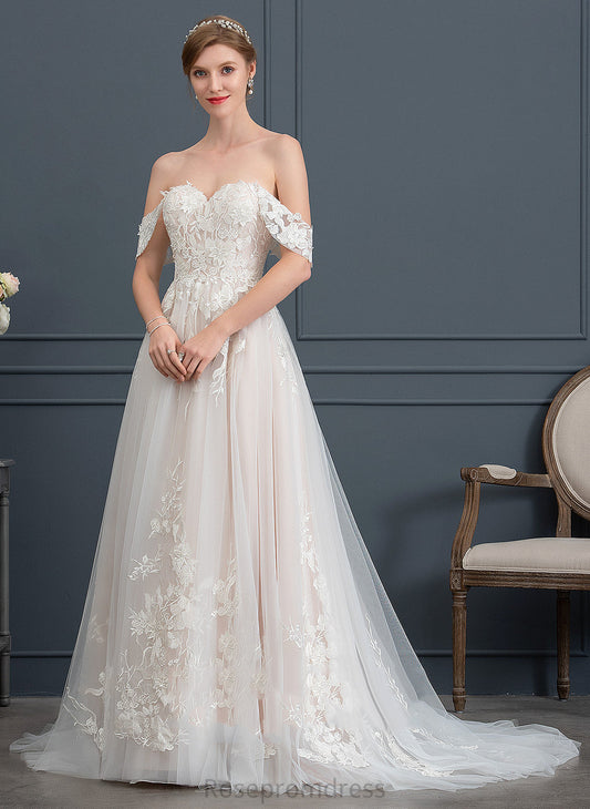 Nia Ball-Gown/Princess Wedding Dresses Lace Sweetheart Dress Wedding Train Sweep Tulle