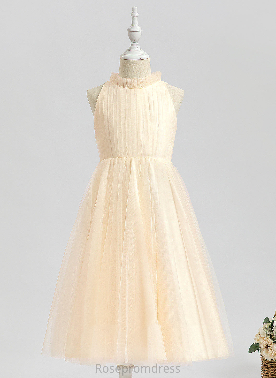 Delaney Dress Tea-length Flower Girl Dresses Sleeveless Neck - Tulle Flower Girl High A-Line