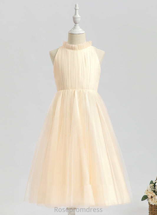 Delaney Dress Tea-length Flower Girl Dresses Sleeveless Neck - Tulle Flower Girl High A-Line