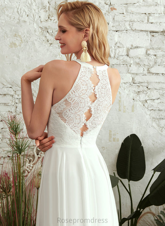 Scoop Brylee Dress Wedding A-Line Lace Chiffon Wedding Dresses Floor-Length