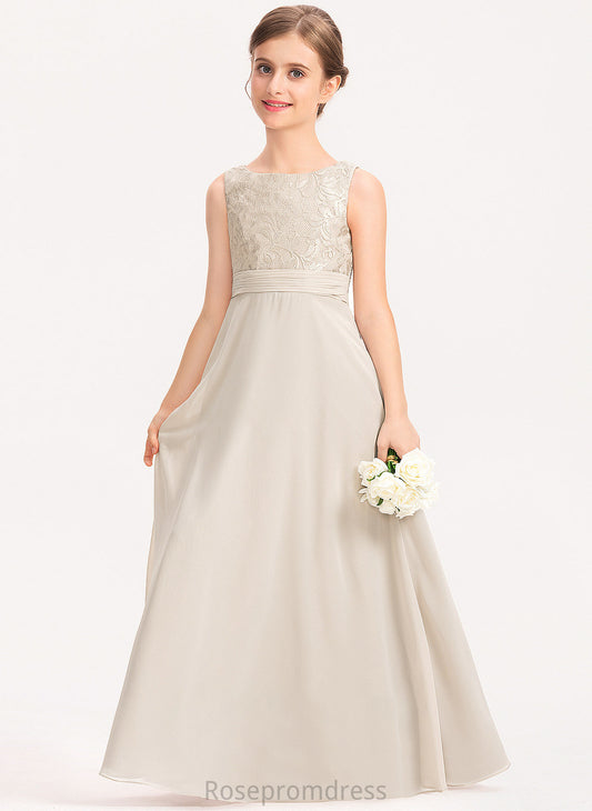 Chiffon Zoey Floor-Length Neck With A-Line Ruffle Lace Junior Bridesmaid Dresses Scoop