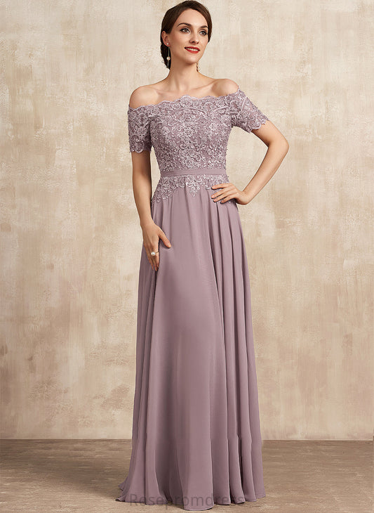 Bride the Beading Dress Chiffon of Lace With Off-the-Shoulder A-Line Mother of the Bride Dresses Piper Sequins Mother Floor-Length