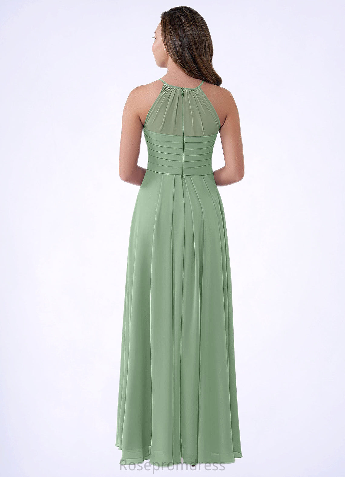 Florence A-Line Pleated Chiffon Floor-Length Junior Bridesmaid Dress SRSP0019989