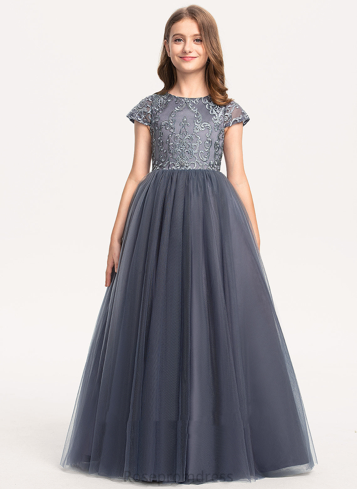 Janessa Flower Girl Dresses Sleeves Dress Scoop Ball-Gown/Princess Short Neck Girl Floor-length Flower Tulle -