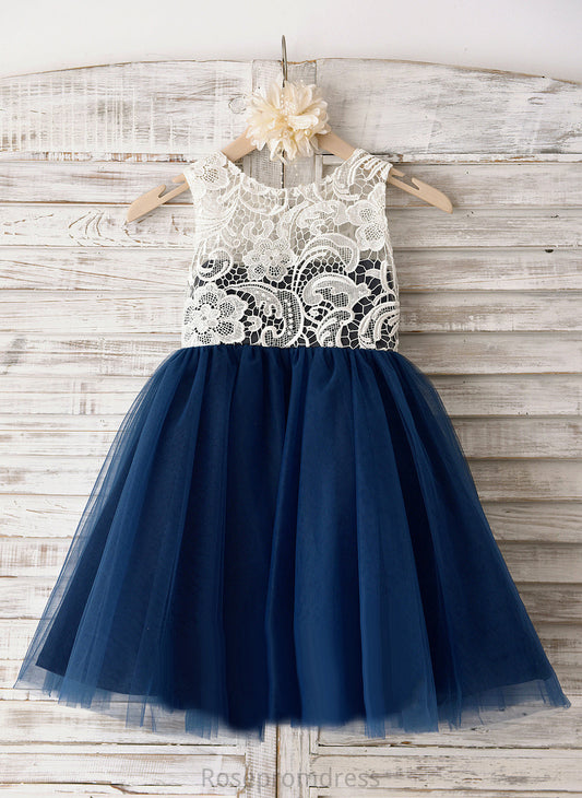 Knee-length - A-Line Flower Flower Girl Dresses Neck Scoop Tulle Lace Dress Girl With Anika Sleeveless