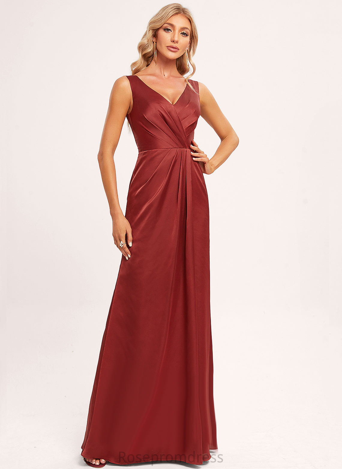 V-Neck Neckline Floor-Length Straps&Sleeves Length Sleeveless BackStyle A-line Silhouette Nathaly Bridesmaid Dresses