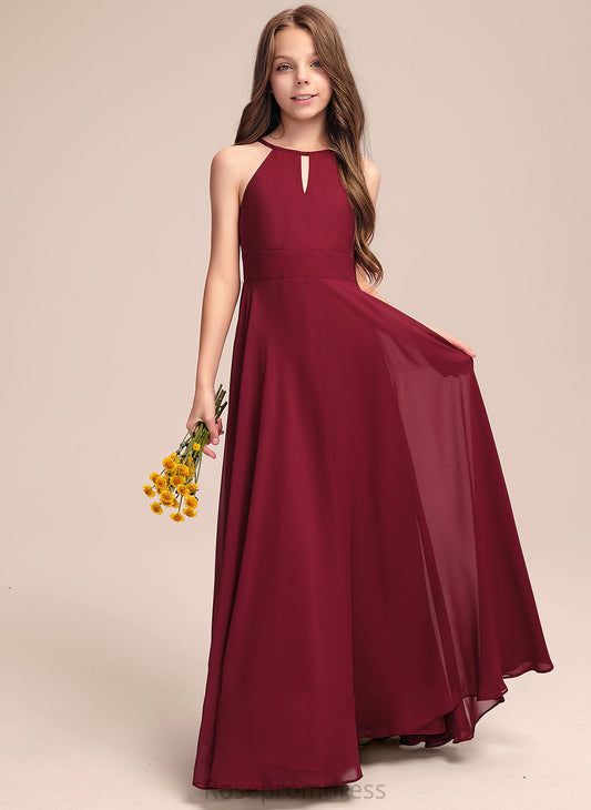 Scoop Neck Carla Floor-Length Junior Bridesmaid Dresses A-Line Chiffon