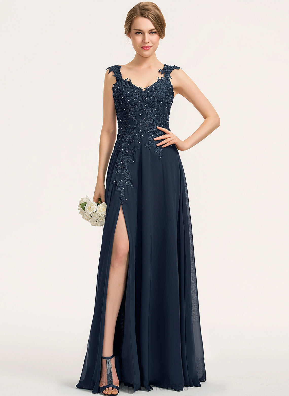 Silhouette Floor-Length Fabric Lace Embellishment Neckline Length Beading A-line Winifred Bridesmaid Dresses