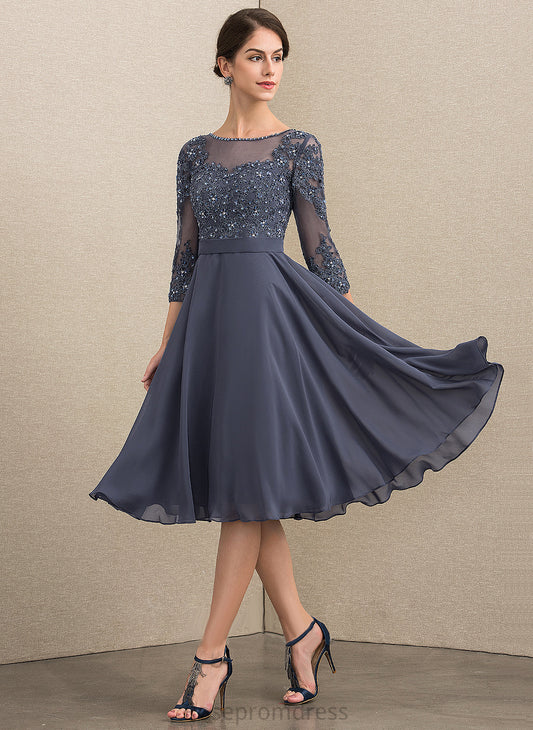 the Jamya Neck Bride A-Line Scoop Dress Mother of Lace With Beading Knee-Length Mother of the Bride Dresses Chiffon Sequins