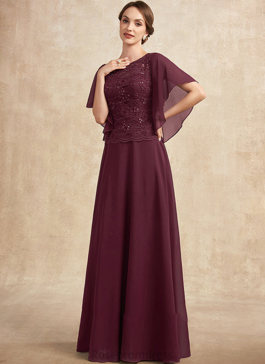 Neck the Dress Lace A-Line Chiffon Sequins Floor-Length of With Bride Mother of the Bride Dresses Paris Mother Scoop