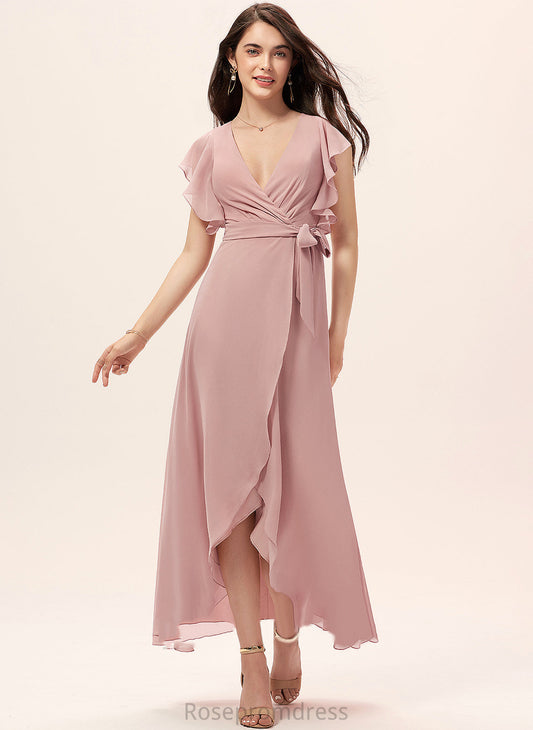 A-line Chiffon Clare V-Neck Dresses Formal Dresses