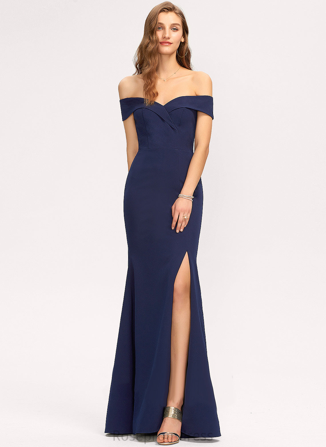 Silhouette Neckline Floor-Length Straps&Sleeves Trumpet/Mermaid Fabric Length StretchCrepe Off-the-Shoulder Shaniya Spaghetti Staps Floor Length Bridesmaid Dresses