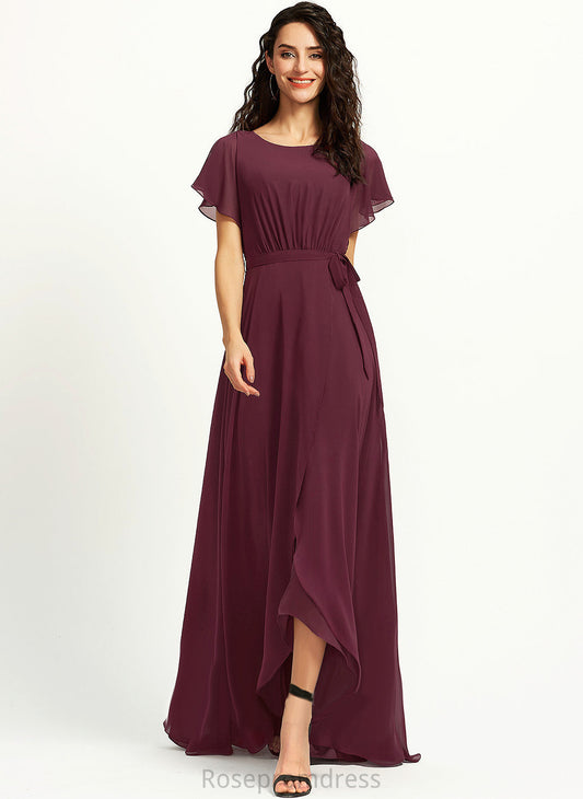 Straps&Sleeves A-line Scoop Asymmetrical Silhouette Neckline Length Fabric Mavis Bridesmaid Dresses