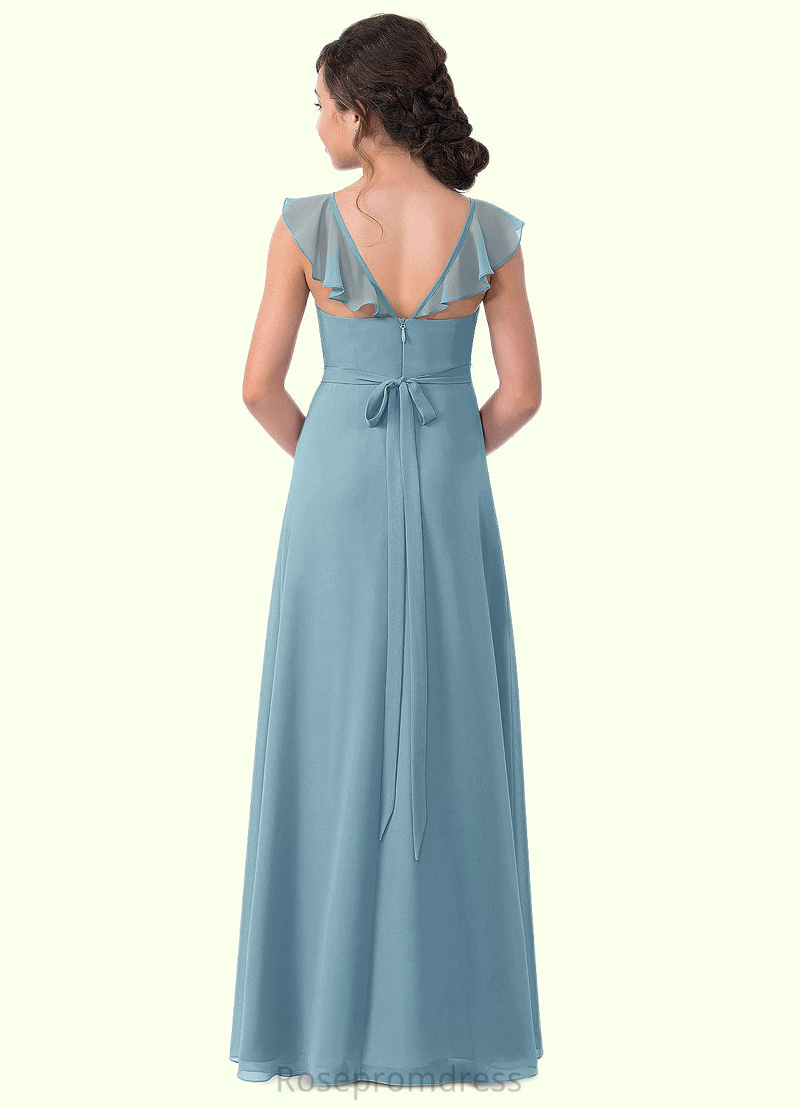 Genesis A-Line Ruched Chiffon Floor-Length Junior Bridesmaid Dress SRSP0019986