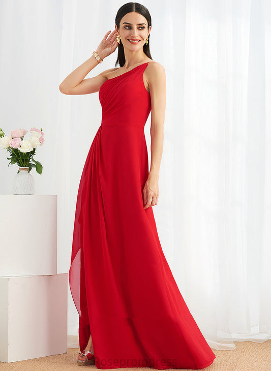 Length Neckline Silhouette Floor-Length One-Shoulder SplitFront Ruffle Embellishment A-Line Fabric Cameron V-Neck Bridesmaid Dresses