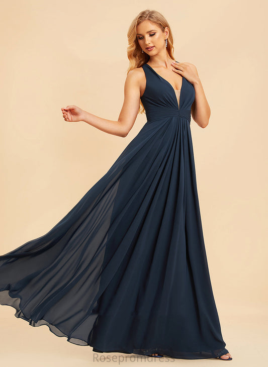 A-Line Neckline Embellishment Length Fabric V-neck Floor-Length Ruffle Silhouette Tanya Bridesmaid Dresses