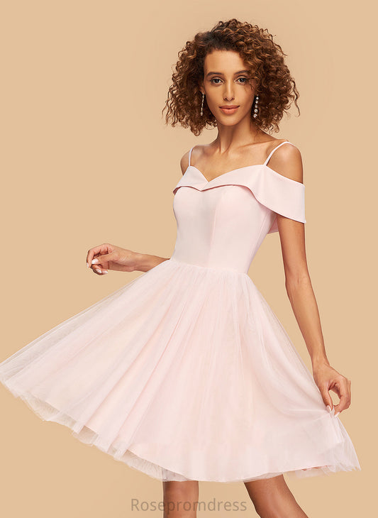 Short/Mini Nayeli Off-the-Shoulder V-neck A-Line Homecoming Tulle Dress Homecoming Dresses