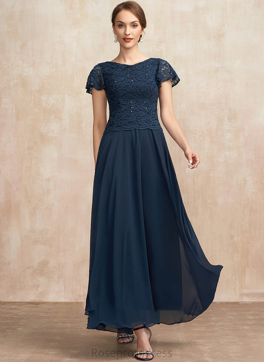 Chiffon Mother of the Bride Dresses of Dress Sequins Lace the A-Line With Mother Bride Guadalupe Scoop Neck Ankle-Length