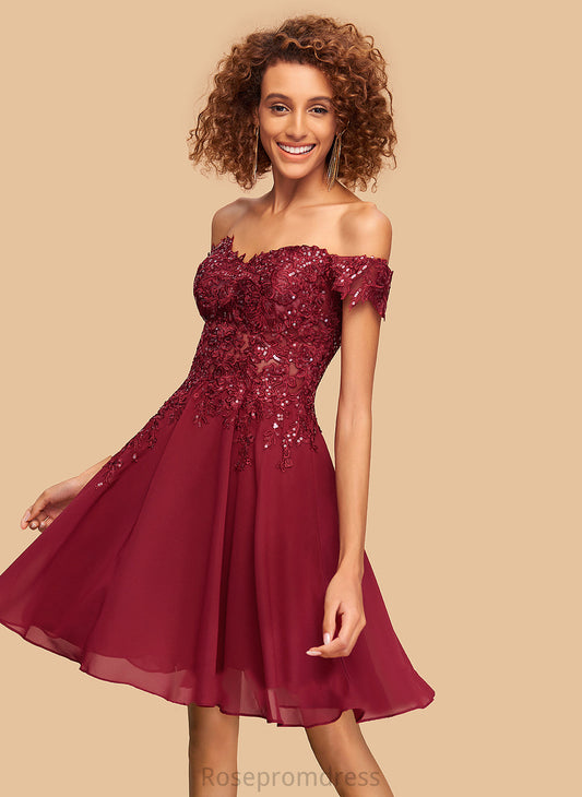 With Homecoming Dresses Off-the-Shoulder Homecoming Carlie Dress Lace Chiffon A-Line Sequins Short/Mini