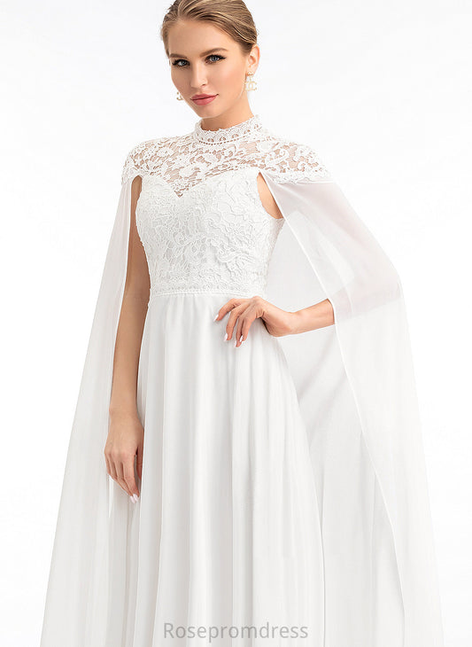 Lace Chiffon Floor-Length Neck Kaiya High Wedding Dresses A-Line Wedding Dress