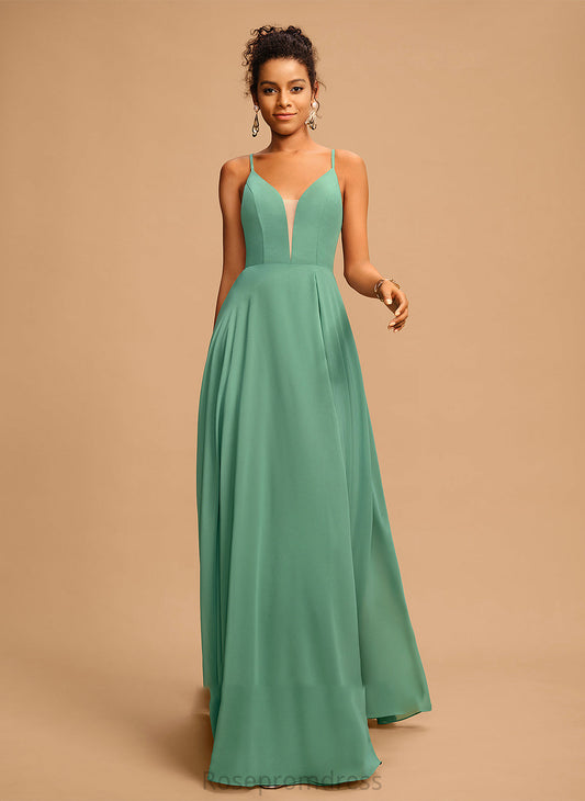 V-neck A-Line Floor-Length Chiffon Lainey Prom Dresses