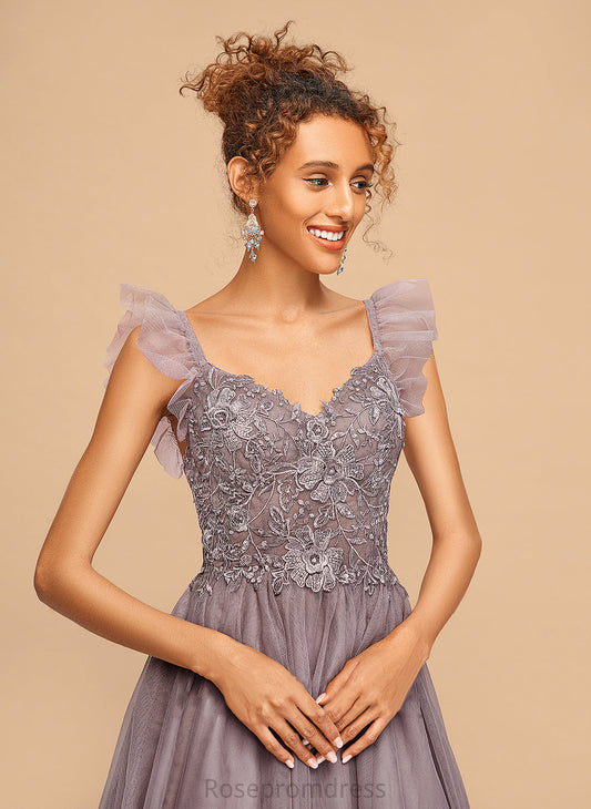 With V-neck Tulle Homecoming Dress Cascading Jada Lace Ruffles Knee-Length A-Line Homecoming Dresses