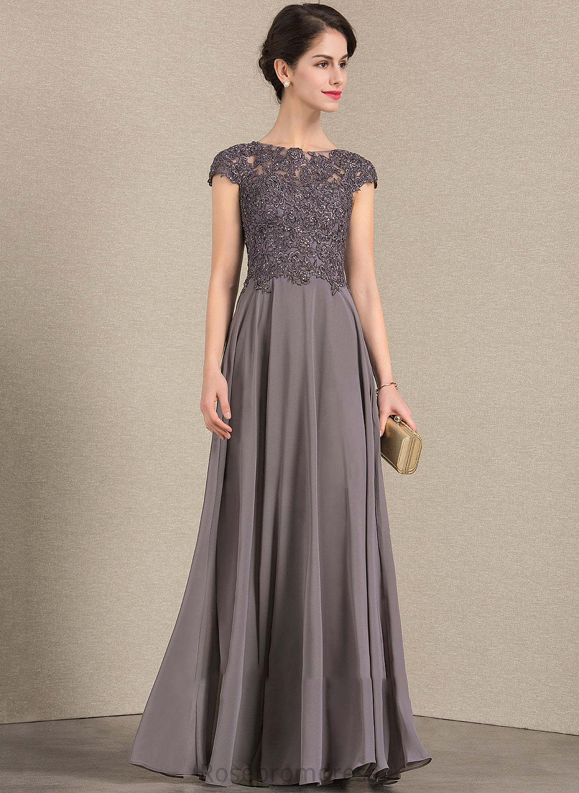 Neck Bride Mother Mother of the Bride Dresses the Scoop of With Destiney Beading Floor-Length Lace A-Line Dress Chiffon