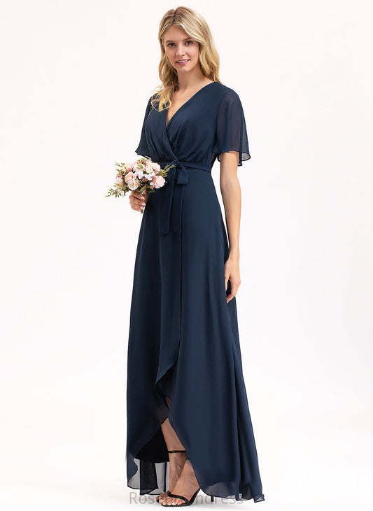 Length Silhouette Embellishment Bow(s) V-neck Neckline Fabric Asymmetrical Pleated A-Line Giada Natural Waist Bridesmaid Dresses