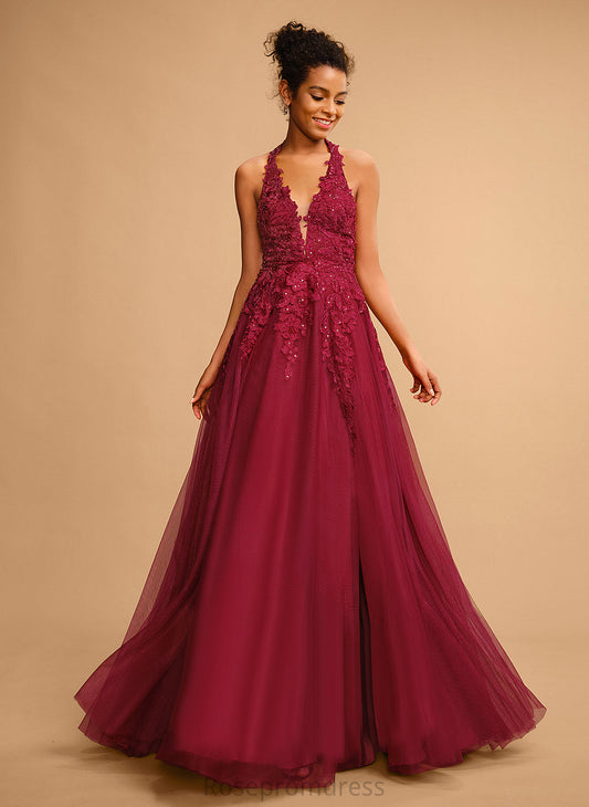 Prom Dresses Ball-Gown/Princess Tulle Rosalind Floor-Length Sequins Lace With Halter