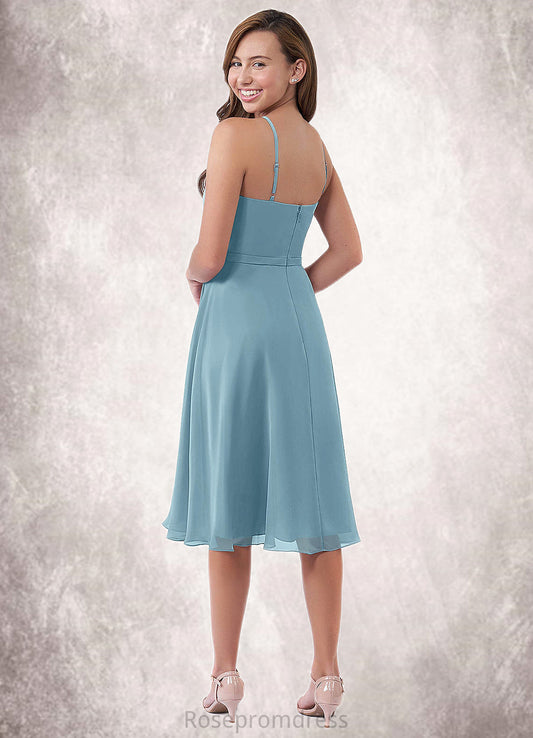 Lois A-Line Pleated Chiffon Knee-Length Junior Bridesmaid Dress SRSP0019980