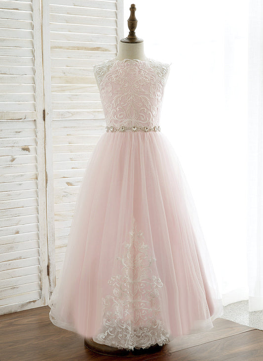 Scoop Yamilet Ankle-length Dress Neck A-Line/Princess - Sleeveless With Flower Girl Dresses Girl Flower Rhinestone Tulle/Lace