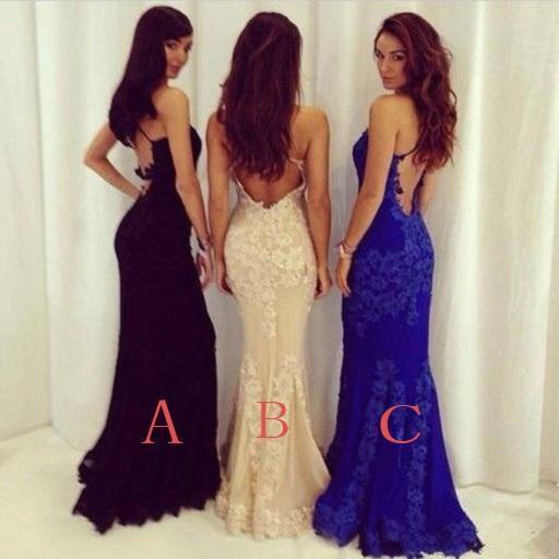 Black Prom Dresses Mermaid Prom Dress Lace Prom Dress Backless Evening Gowns RS967