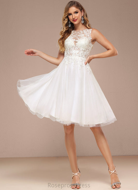 Tulle Wedding Dresses Dress Boat Neck Wedding A-Line With Sequins Scarlett Lace Knee-Length