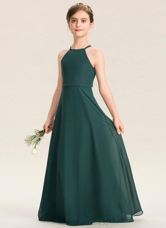 Gertie Junior Bridesmaid Dresses Chiffon Neck Floor-Length A-Line Scoop