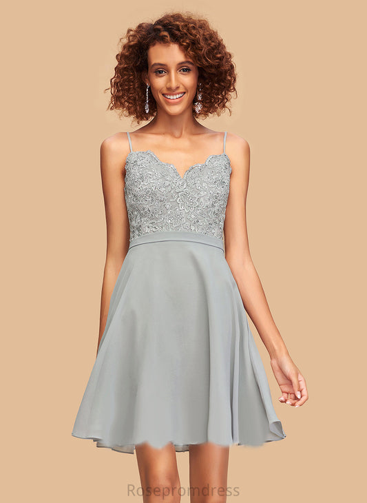 A-Line Homecoming Dresses Jasmin Short/Mini With Homecoming V-neck Beading Dress Chiffon Lace