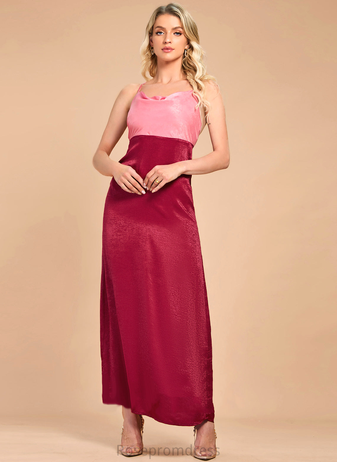 Satin Midi Elegant Sleeveless V-Neck Club Dresses A-line Dresses Macy