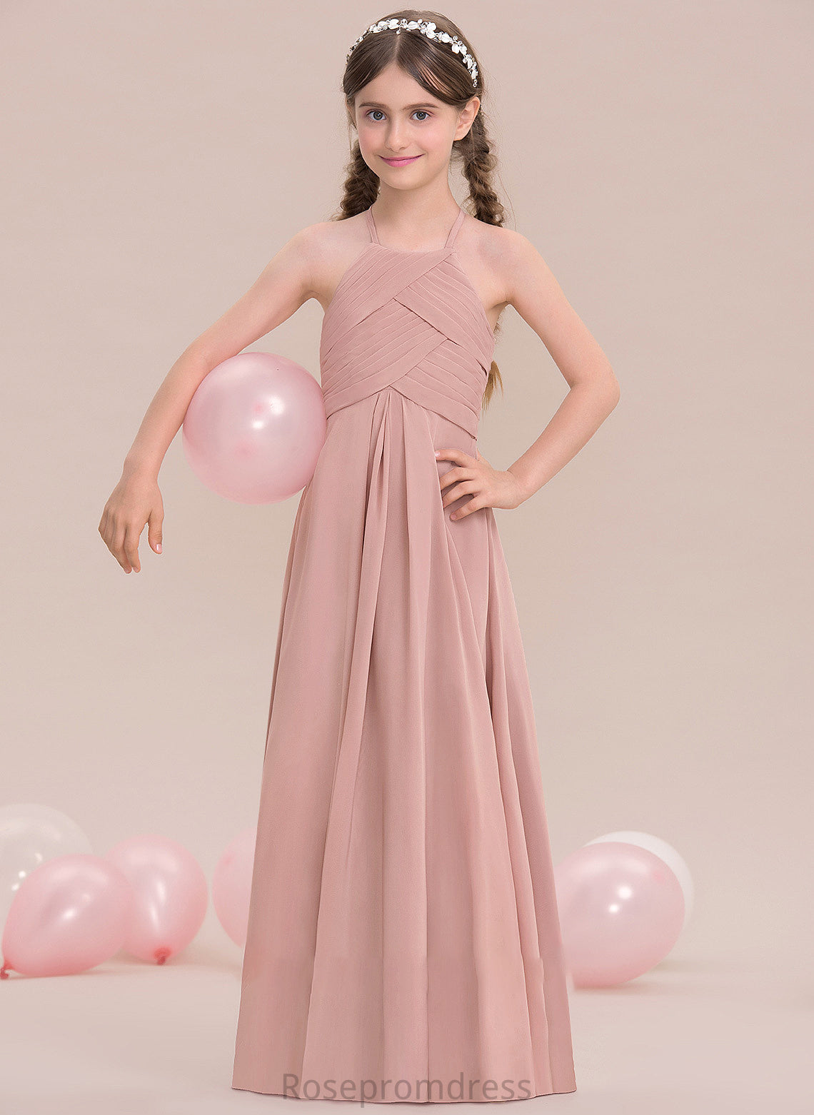 With Chiffon Floor-Length Ruffle Macie Junior Bridesmaid Dresses A-Line Scoop Neck