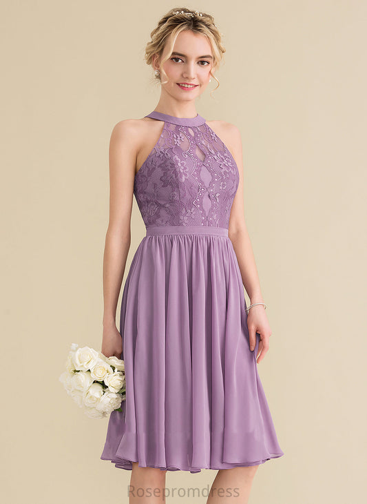 Homecoming Dresses A-Line With Knee-Length Lace Mariela Lace Scoop Chiffon Neck Dress Homecoming