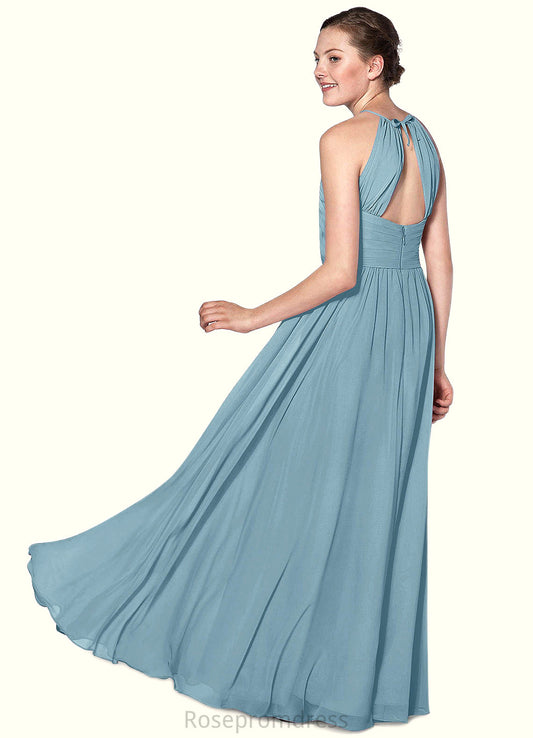 Tabitha A-Line Pleated Chiffon Floor-Length Junior Bridesmaid Dress SRSP0020009