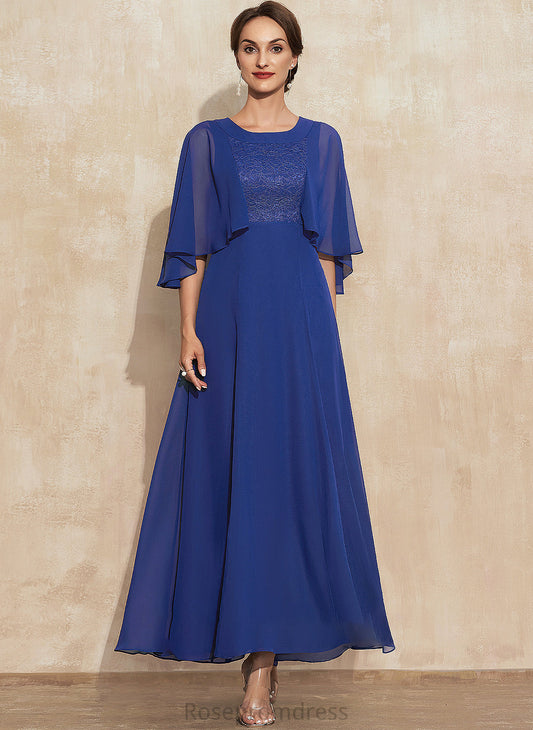 the Scoop Mother of the Bride Dresses A-Line Janiya Lace Ankle-Length of Bride Chiffon Neck Mother Dress