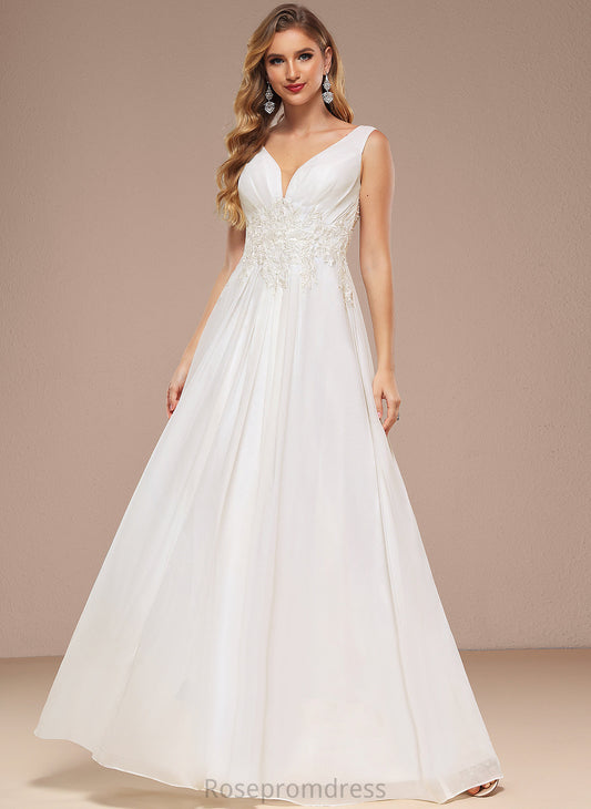 Floor-Length With Wedding Dresses Chiffon Ryleigh Wedding Sequins V-neck A-Line Lace Dress