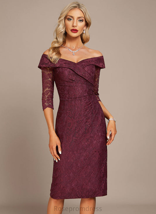 Jaylen Cocktail Dresses Lace Knee-Length Sheath/Column Cocktail Off-the-Shoulder Dress